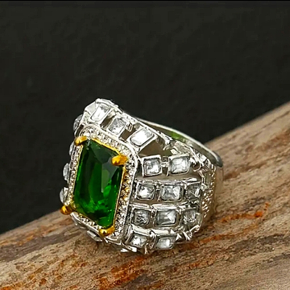 Silver plated iced out men's ring size 8